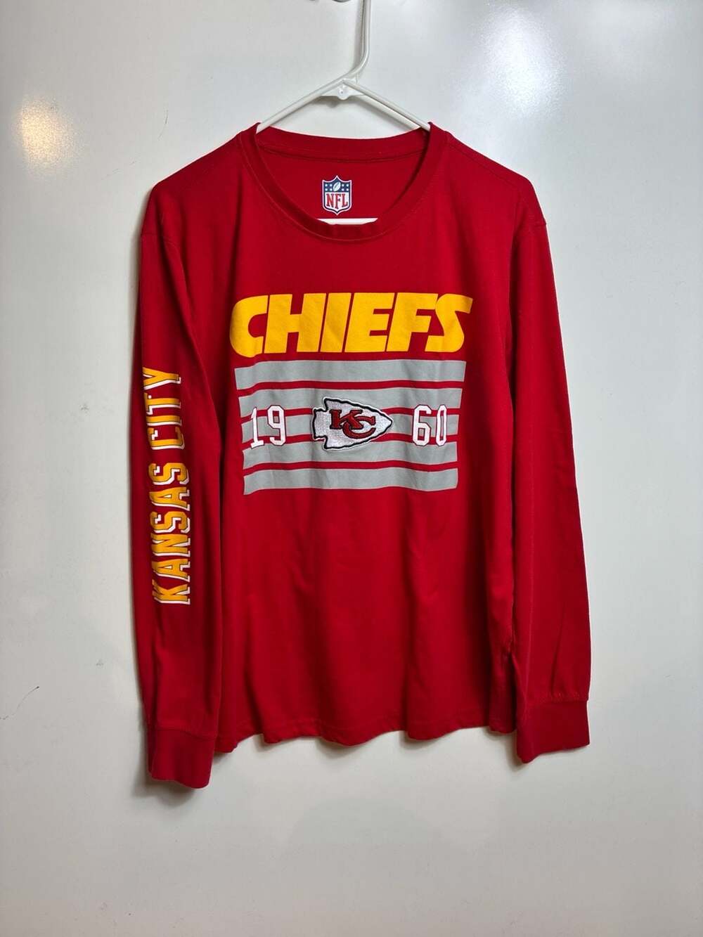 NFL Kansas City Chiefs Red Graphic Long Sleeve T-Shirt Size L